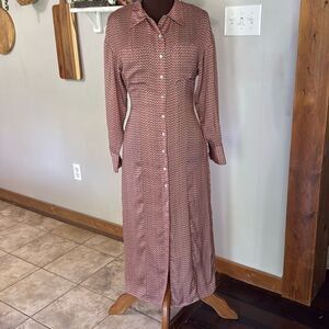 Zara satin effect floral print shirt dress women’s size XS button up prairie cot